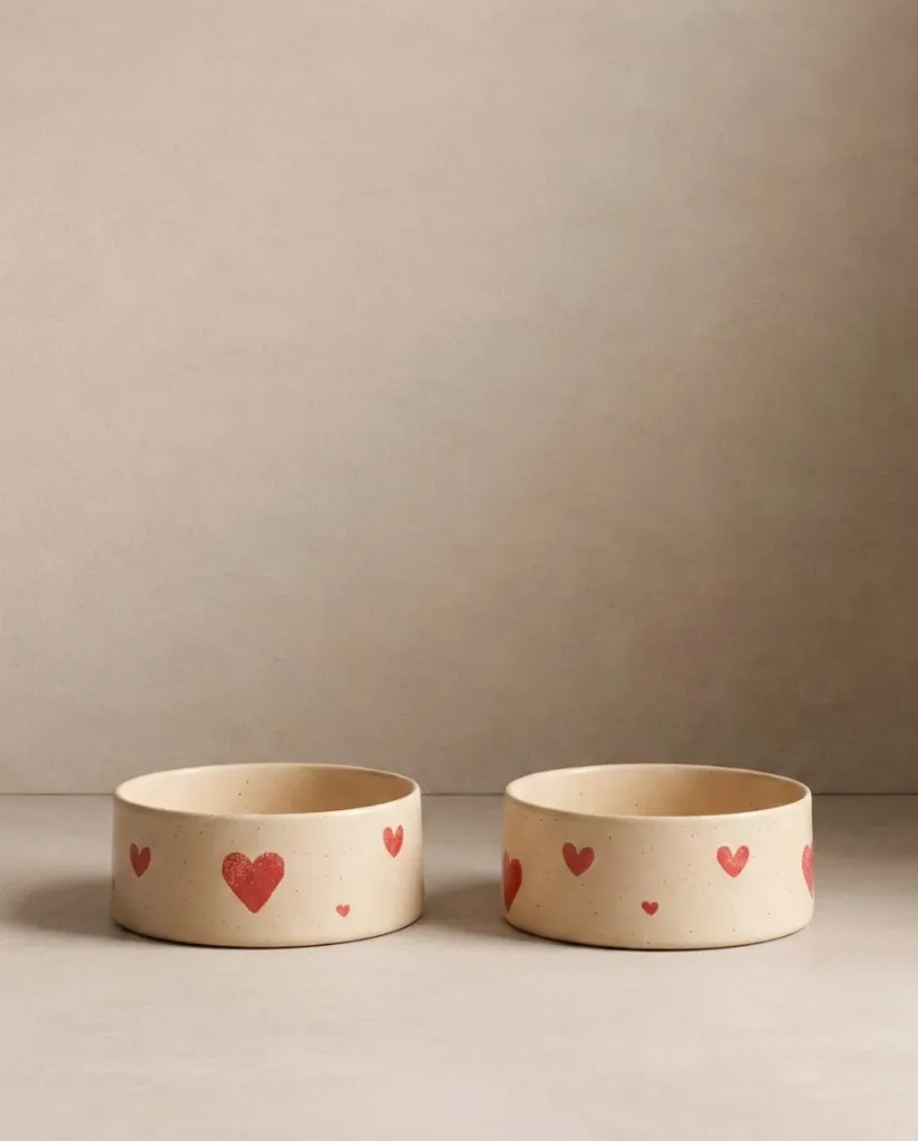 Cozy Hearts Pet Eetkom Set van 2